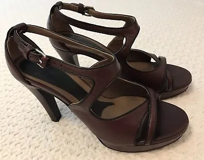 Marni Italian Leather Platform Sandal Pumps Women 9.5 (US) Brown 4” Heel Straps • $54.40