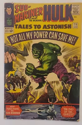 Tales To Astonish #75 Sub-Mariner And Hulk Marvel Comics Jan. 1966 • $20