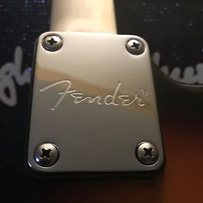 For Fender Strat Tele Electric Guitar Neck Plate Silver Engraved Fender Logo • $8.88