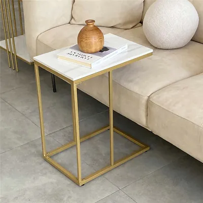 £37.97 • Buy Hard Wearing Gold Sofa Table C Shaped Side End Table Furniture With Marble Top