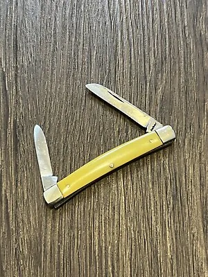 Kabar 2-Blade Half Congress Vintage Folding Pocket Knife Yellow Celluloid • $19.99