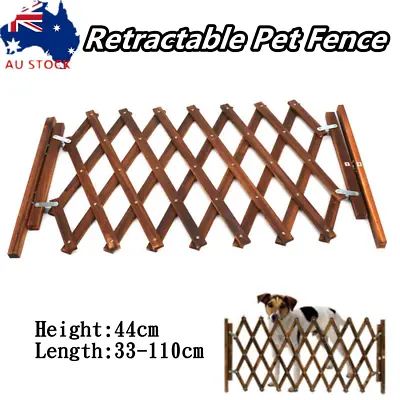 Wooden Pet Gate Dog Fence Retractable Barrier Sliding Door Security Protector AU • $37.52