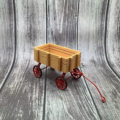 Vintage Wooden Pull Wagon With Metal Wheels And Pull Bar 3.5” Length • $12.60