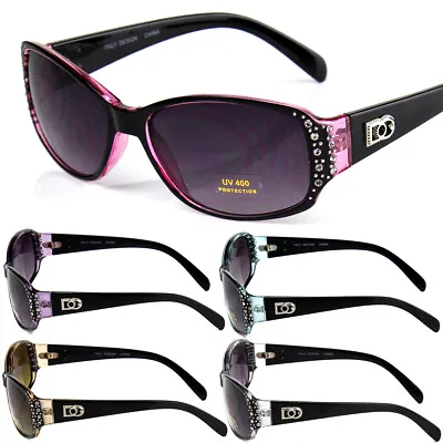 DG Eyewear Womens Small Oval Wrap Rhinestones Sunglasses Fashion Designer Shades • $8.95