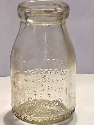 BOWMAN Vtg Dairy Bottle Half Pint Chicago Illinois - Clear Embossed - 5” • $6