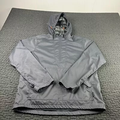 PrAna Jacket Mens Medium Gray 1/4 Zip Windbreaker Hooded Packable Outdoor • $29.99