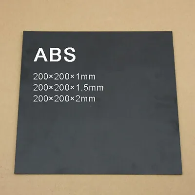 Black ABS Sheet Plate Hard Plastic Board | 1/1.5/2mm Thick | Size: 200×200mm • £2.58