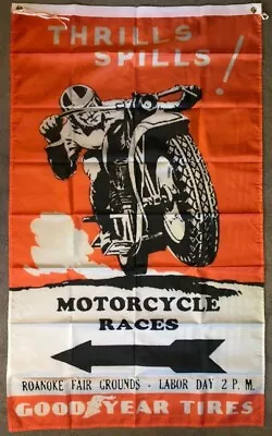 MOTOR CYCLE RACES VINTAGE HUGE Retro Flag..Man Cave Garage Shed Car Show • $26.50