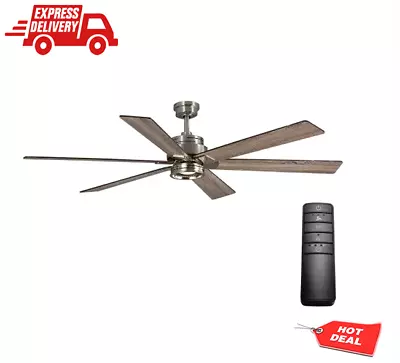 70 In Indoor LED Brushed Nickel Ceiling Fan With Light Kit Reversible Remote NEW • $173.88