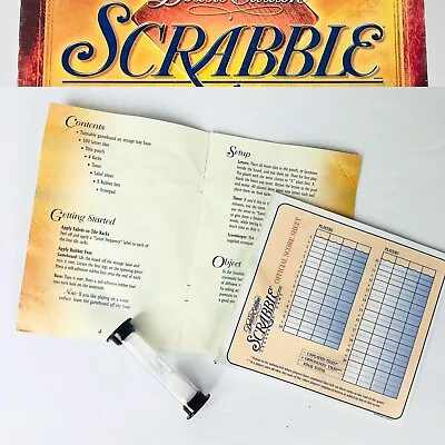 Scrabble Deluxe Edition 1999 - REPLACEMENT Timer Instructions Scoring Sheet • $6.49