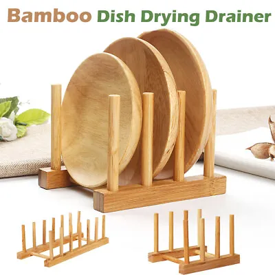 £7.31 • Buy Wooden Dish Rack Kitchen Storage Drying Rack Drainer Plate Cups Holder -