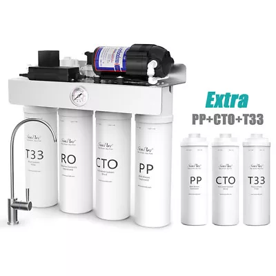 T1-400 GPD UV Tankless Reverse Osmosis RO Water Filtration System With 7 Filters • $189.99