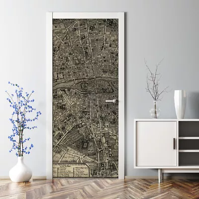 Paris Vintage Map Bubble Free Decal Painting Wall Decor Peel And Stick Door Wrap • $15