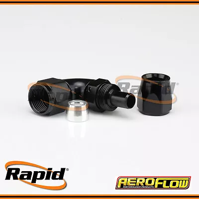 Aeroflow AF573-08DBLK - 8AN 570 Series Black 90º Hose End Suits Teflon Hose • $40.38