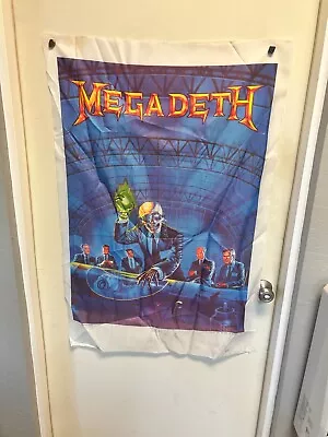 Vintage 1991 MEGADETH Rust In Peace BANNER HUGE 30 X 43  Fabric Poster Flag • $24.95