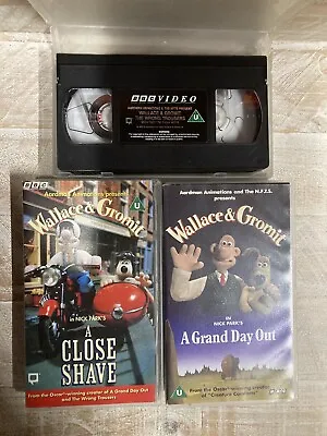 Wallace & Gromit BBC 3x VHS Tapes A Grand Day Out The Wrong Trousers Close Shave • £13.99