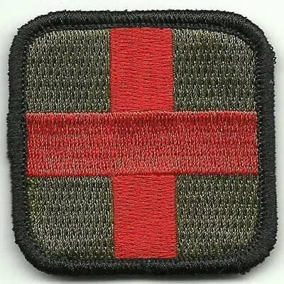 VELCRO® BRAND Fastener Morale Patch Medic Patches Cross Olive & Red • $5.95