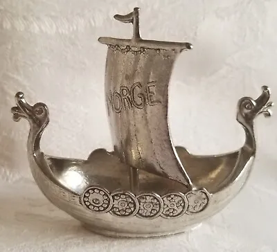 Handcast NORGE  Viking Ship TPB Handstopt Tinn Zinn Pewter Scandinavian Swiss • $22