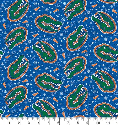 Florida Gators Cotton Fabric With Sugar Skull Print-Sold By The Yard-Sykel • $9.99