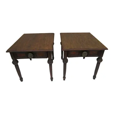 Vintage Wood End Table By Mersman Dark Tone Set Of Two Shipping Is Not Included • $425