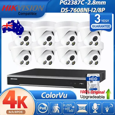 4K Hikvision OEM ColorVu 8CH 8MP CCTV System Outside IR Security IP Camera NVR • $1162.80