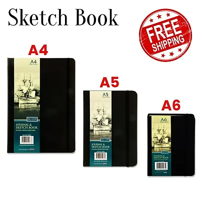 Hardback Sketch Book A4/A5/A6 Artist Sketching Drawing Pad Ivory Paper Art Craft • £13.94