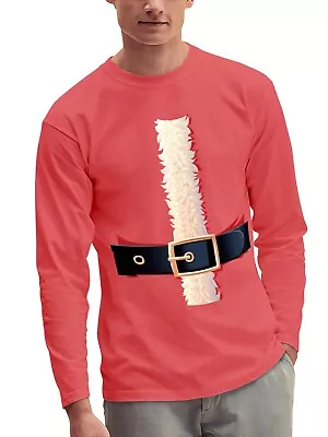 Mens Christmas Santa Claus Inspired Costume Graphic Print Long Sleeve T Shirt • $27.99