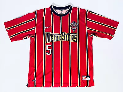 New York Metrostars Adult XL Home Football Soccer Shirt Jersey 1998 - 2000 Nike • $217.89