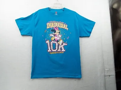 Walt Disney World Inaugural 10K Womens Blue Graphic T Shirt Size L 2014 • £17.26