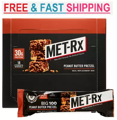 MET-Rx Big 100 Protein Bar  Peanut Butter Pretzel 30g Protein 9 Ct. • $27.50