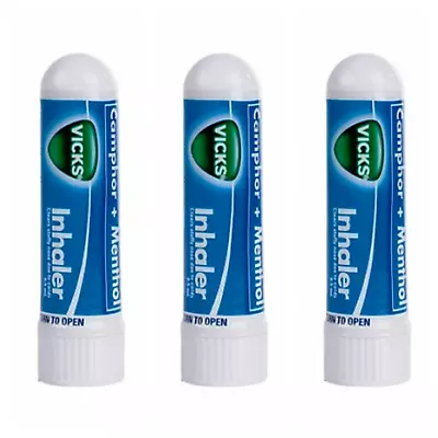 3 X 0.5ml Vicks Inhaler Allergy Cold Nasal Blocked Nose Relief Congestion • $8.99