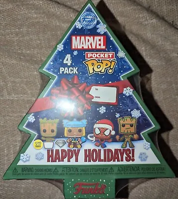 Funko Marvel Holiday Pocket POP! Vinyl Keychains 4-Pack Christmas Tree Box • £14.99