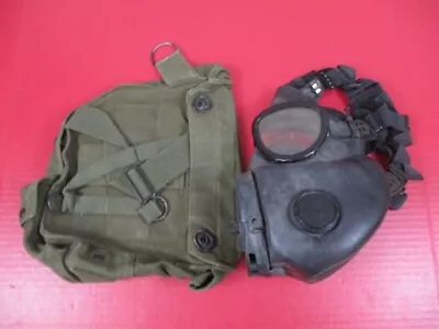 Post-Vietnam US Army M17A1 Gas Mask & Canvas Carry Bag W/Straps  Dtd 1981 - XLNT • $84.99