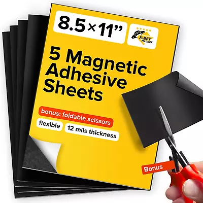 Ultra Thin Magnetic Sheets With Adhesive Backing - 5 Pcs Each 8.5” X 11” - Flexi • $19.01