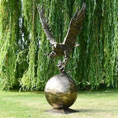 Large Golden Eagle On Ball Garden Sculpture - Aluminium Outdoor Ornament • £1725
