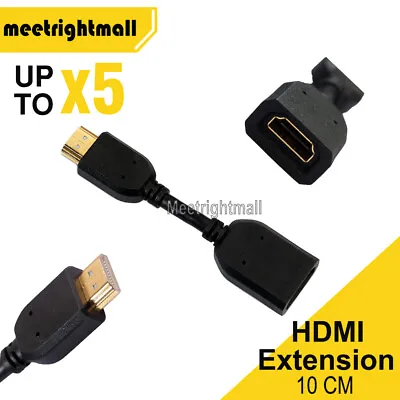 $4.95 • Buy 10cm Short HDMI Extension Cable Adjustable Male To Female Lead Adapter Converter