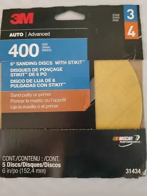 3M 31434 400 GRIT Stage 3 Stikit Adhesive Backed 6  SANDING DISC 5 Pk SHIP FREE • $9.99