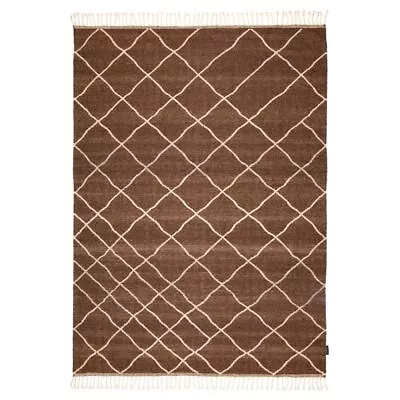 Berber Pure Wool Pile Floor Rug Kilim Brown • $779.99