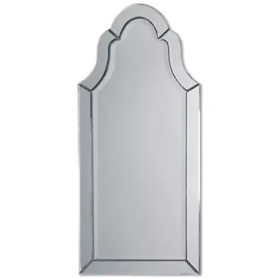 Venetian Frameless Arched Mirror In Clean Finish With Etching Grooves And • $382.80