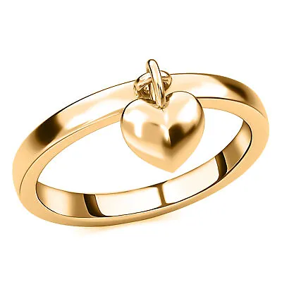 TJC Silver Heart Charm Band Ring For Women In Rose Gold Plated 925 Sterling • £16.99