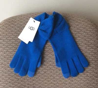 UGG Womens Knit Bow Tech Gloves - True Blue (NWT) • $39.99