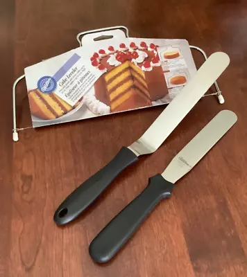 3 Pcs WILTON Cake Baking Spatulas (1 Is Offset) & Adjustable Cake Leveler • £18.99