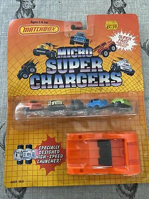 Vintage 1988 Micro Super Chargers Matchbox With Launcher Machines Carded Fast • £29.99