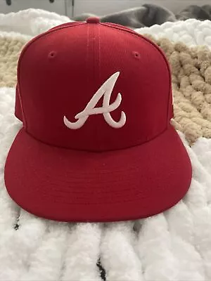 Men's New Era Red Atlanta Braves White Logo 59FIFTY Fitted Hat • $4.25