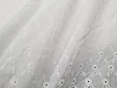 Broderie Anglaise On Cotton Lawn' Rosa' (per Metre) Dress Fabric Sewing • £9.99