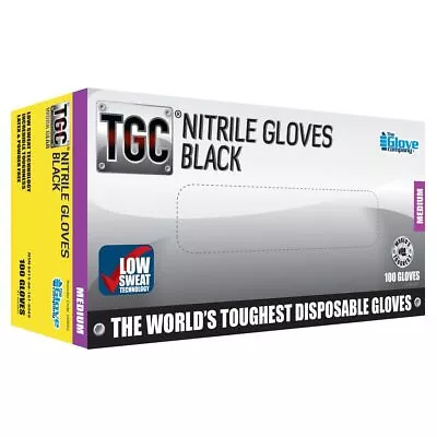 TGC Black Nitrile Gloves M 100 Pack 160002 • $47.95