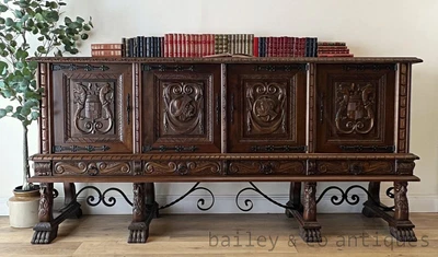 $3475 • Buy Vintage French Walnut Renaissance Style Sideboard (38 Photos) FR116a