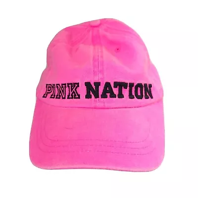 Victoria Secret PINK Nation Hot Pink Baseball Hat Adjustable Strapback Cap • $10.72