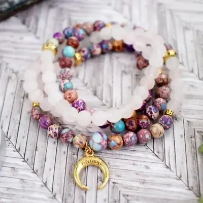 108 Mala Beads Prayer Rose Quartz Healing Meditation Yoga Bracelet Necklace Gift • $15.39