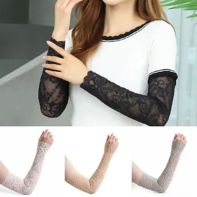 £2.99 • Buy 1 Pair Women Arm Sleeves Lace Long UV Sun Protection Driving Cycling Arm Warmers